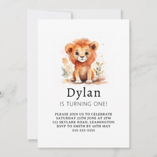 Kleine Leeuw Jongen Verjaardag Kaart (Voorkant)