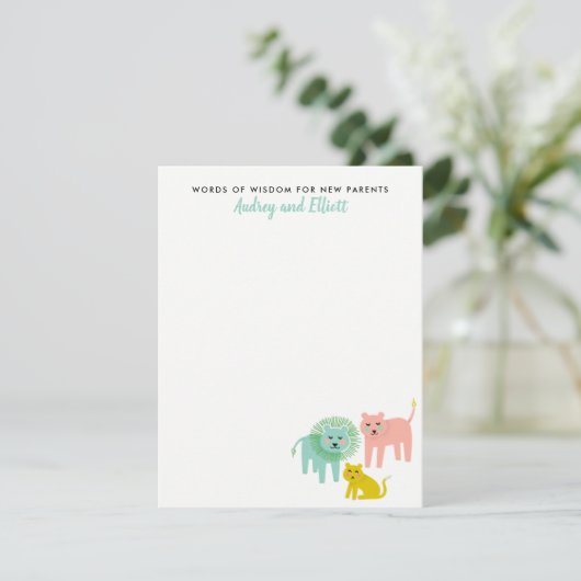 Kleine leeuwen Neutraal Baby shower Advies Kaarten (Staand voorkant)