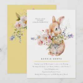 Kleine lente baby konijn bloemboeket kaart