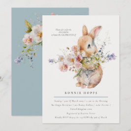 Kleine lente baby konijn bloemenboeket kaart