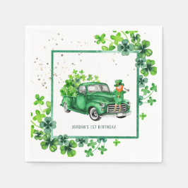 Kleine Leprechaun Klavertje Truck Verjaardagsfeest Servet