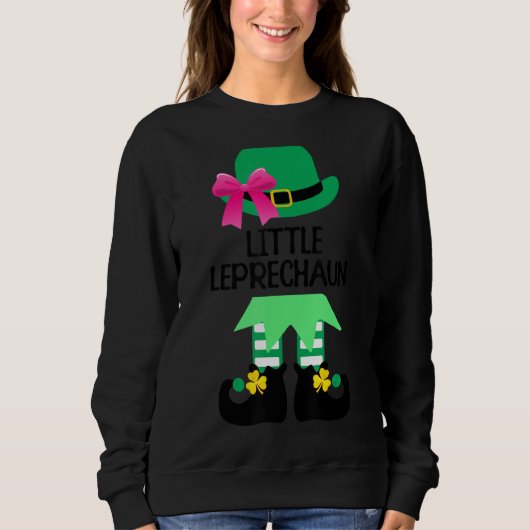 Kleine Leprechaun met Bow St Patricks Day Kinder v Trui (Voorkant)