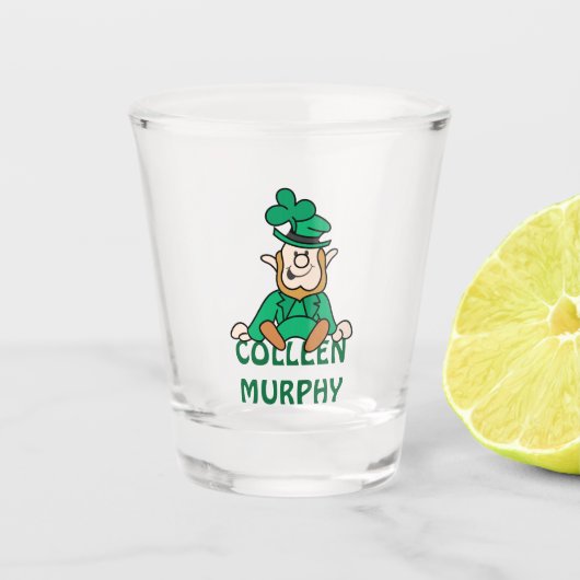 Kleine Leprechaun met Jouw naam Shot Glas (Voorkant)