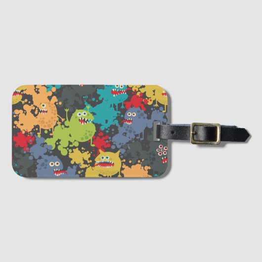 Kleine leuke grappige monsters bagagelabel (Voorkant (horizontaal))