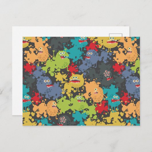 Kleine leuke grappige monsters briefkaart (Voorkant / Achterkant)