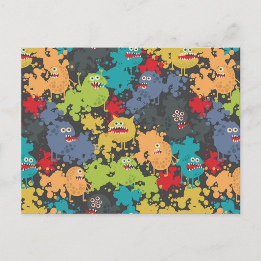 Kleine leuke grappige monsters briefkaart (Voorkant)