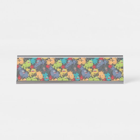 Kleine leuke grappige monsters bureau naambordje (Voorkant)