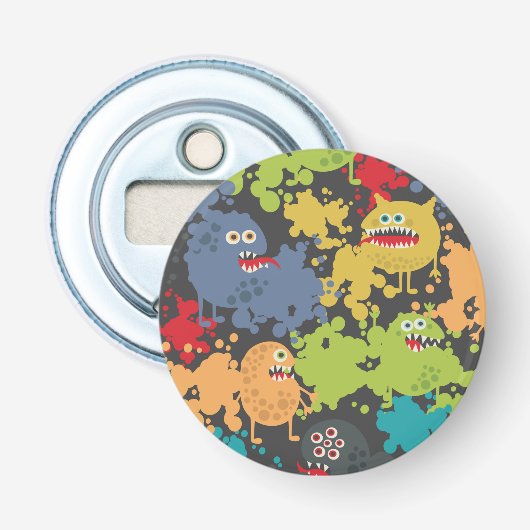 Kleine leuke grappige monsters button flesopener (Voorkant)