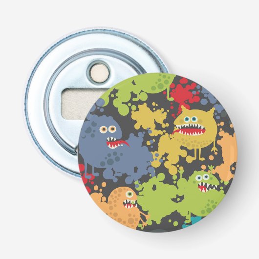 Kleine leuke grappige monsters button flesopener (Voorkant)