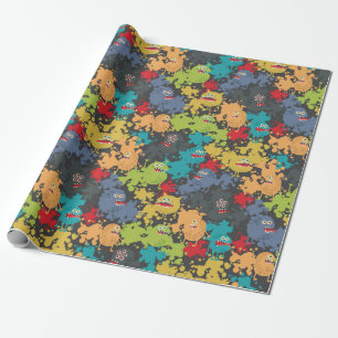 Kleine leuke grappige monsters cadeaupapier