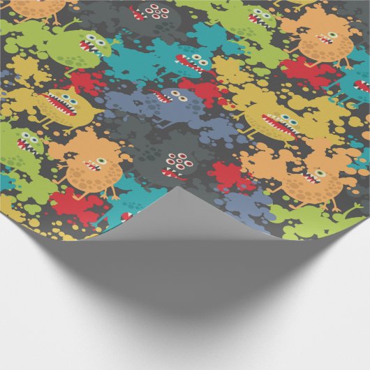 Kleine leuke grappige monsters cadeaupapier (Hoek)