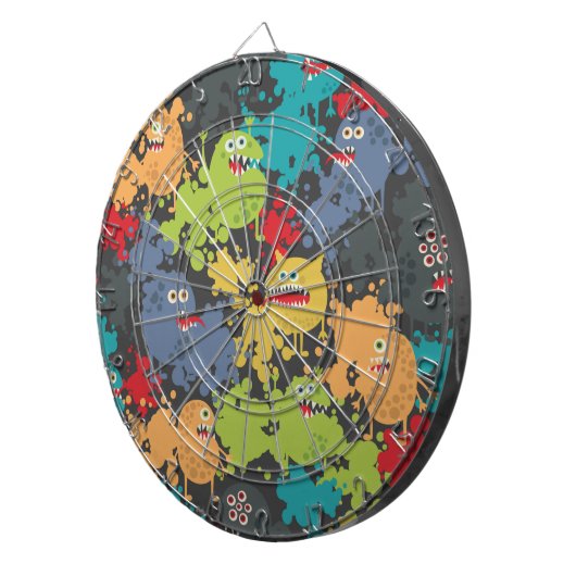 Kleine leuke grappige monsters dartbord (Voorkant Rechts)