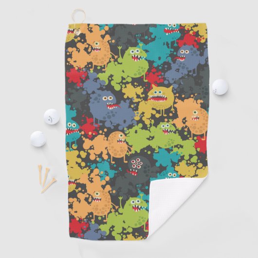 Kleine leuke grappige monsters golfhanddoek (Insitu)
