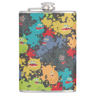 Kleine leuke grappige monsters heupfles
