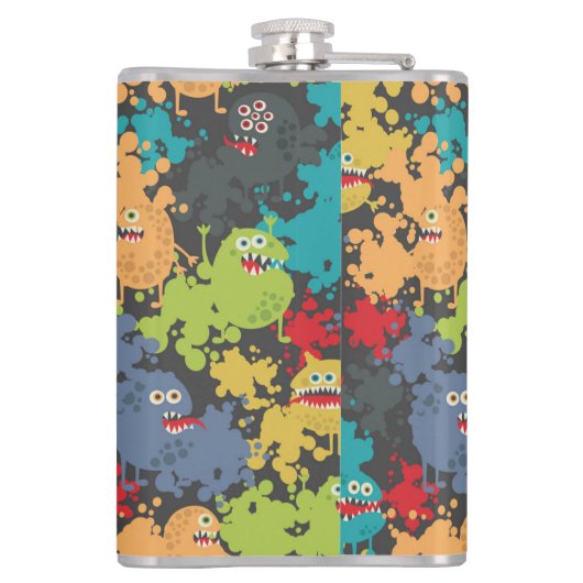 Kleine leuke grappige monsters heupfles (Achterkant)