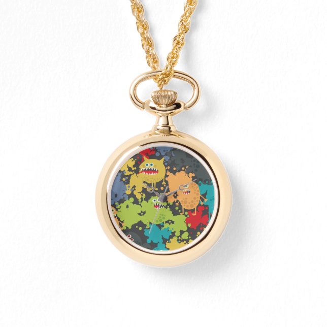 Kleine leuke grappige monsters horloge (Voorkant)