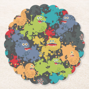 Kleine leuke grappige monsters kartonnen onderzetters