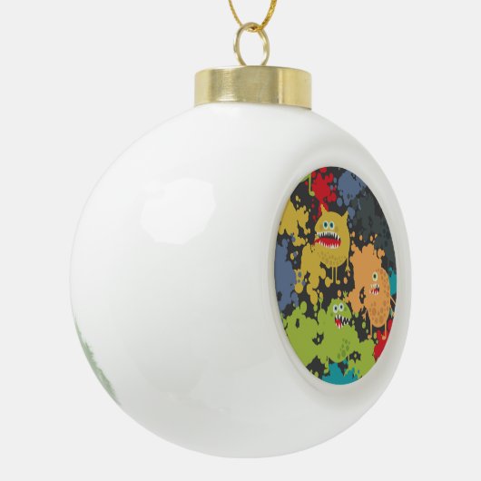 Kleine leuke grappige monsters keramische bal ornament (Links)