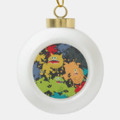 Kleine leuke grappige monsters keramische bal ornament (Voorkant)