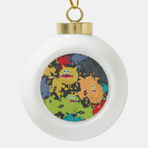 Kleine leuke grappige monsters keramische bal ornament