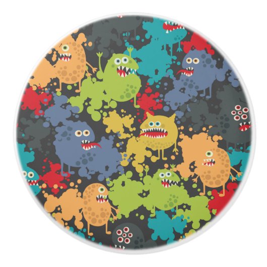 Kleine leuke grappige monsters keramische knop (Voorkant)