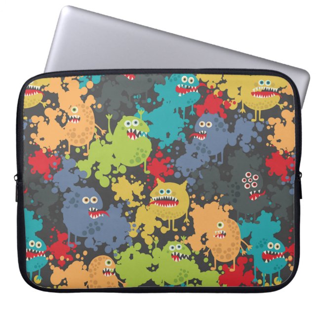 Kleine leuke grappige monsters laptop sleeve (Voorkant)