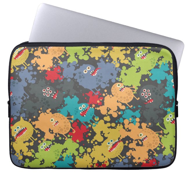 Kleine leuke grappige monsters laptop sleeve (Voorkant)