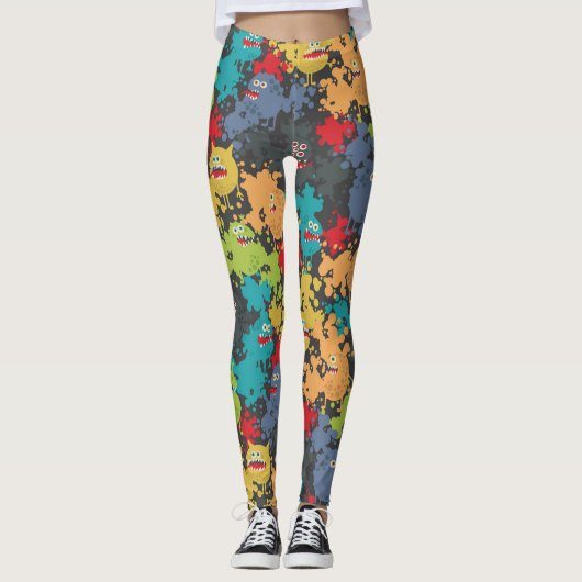 Kleine leuke grappige monsters leggings (Voorkant)