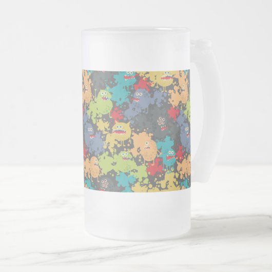 Kleine leuke grappige monsters matglas bierpul (Voorkant rechts)