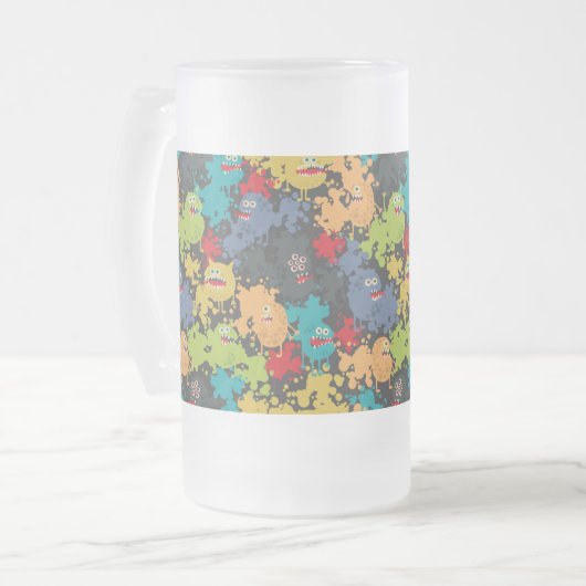 Kleine leuke grappige monsters matglas bierpul (Voorkant links)