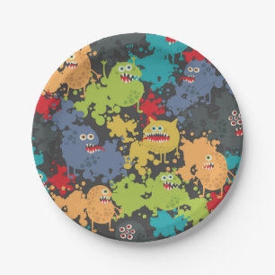 Kleine leuke grappige monsters papieren bordje