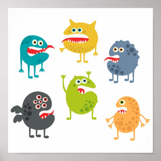 Kleine leuke grappige monsters poster (Voorkant)