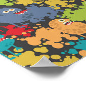 Kleine leuke grappige monsters poster (Hoek)