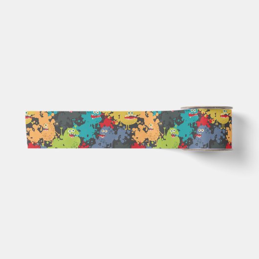 Kleine leuke grappige monsters satijnen lint (Voorkant)