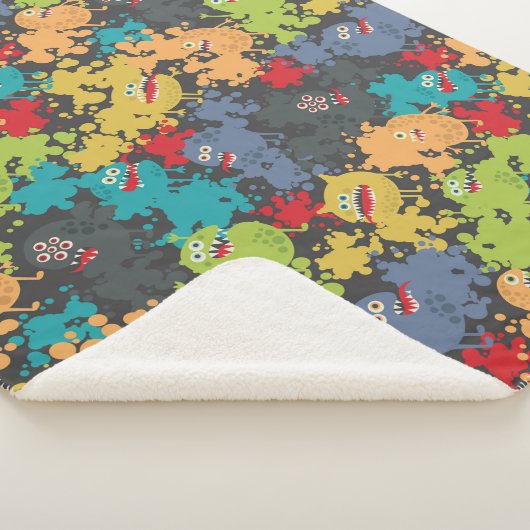 Kleine leuke grappige monsters sherpa deken (3/4)