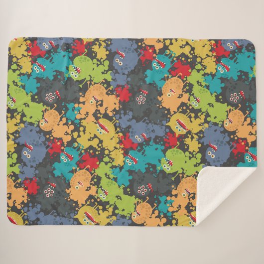 Kleine leuke grappige monsters sherpa deken (Voorkant (horizontaal))