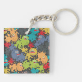 Kleine leuke grappige monsters sleutelhanger (Achterkant)