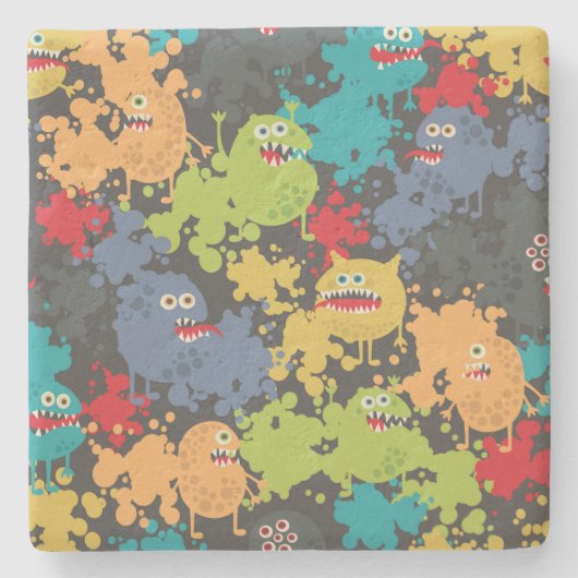 Kleine leuke grappige monsters stenen onderzetter (Voorkant)