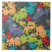 Kleine leuke grappige monsters tegeltje (Voorkant)