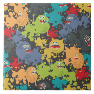 Kleine leuke grappige monsters tegeltje