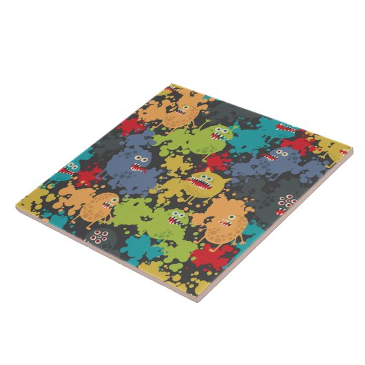 Kleine leuke grappige monsters tegeltje (Zijkant)