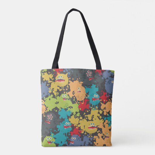 Kleine leuke grappige monsters tote bag (Achterkant)