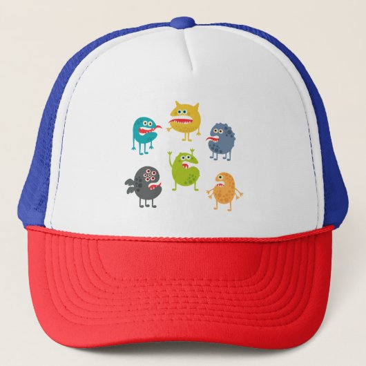 Kleine leuke grappige monsters trucker pet (Voorkant)