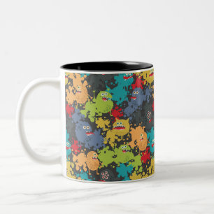 Kleine leuke grappige monsters tweekleurige koffiemok
