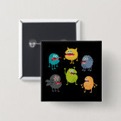 Kleine leuke grappige monsters vierkante button 5,1 cm (Voorkant /achterkant)