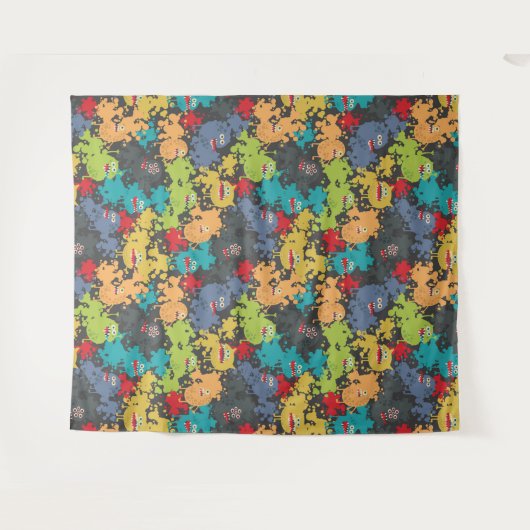 Kleine leuke grappige monsters wandkleed (Voorkant (horizontaal))