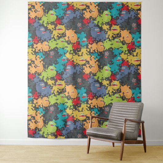 Kleine leuke grappige monsters wandkleed (In situ)