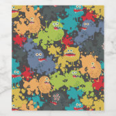 Kleine leuke grappige monsters wijn etiket (Enkel label)