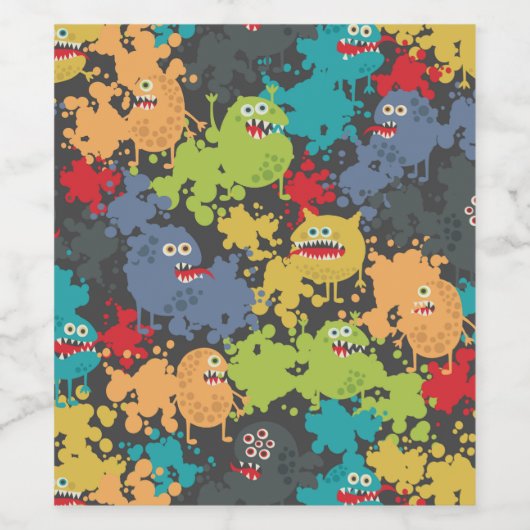 Kleine leuke grappige monsters wijn etiket (Enkel label)