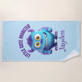 Kleine Leuke Monster Paarse Horens Gepersonaliseer Strandlaken